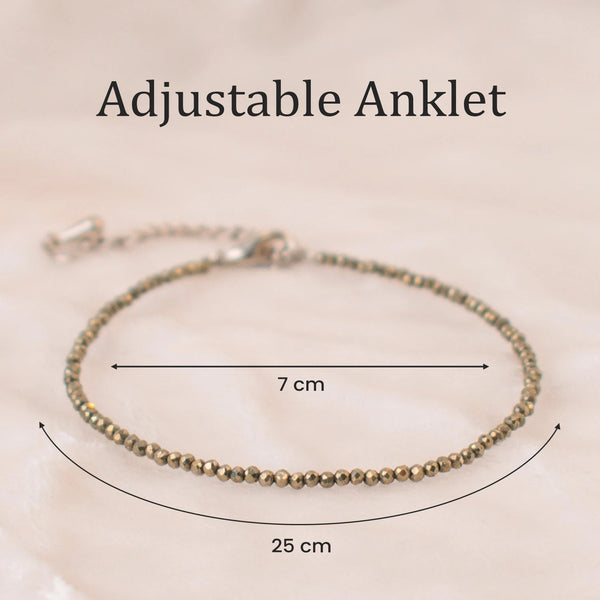 Raw Pyrite Anklet with Free Raw Selenite Plate