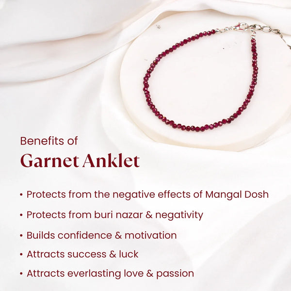 Garnet Anklet with Free Raw Selenite Plate