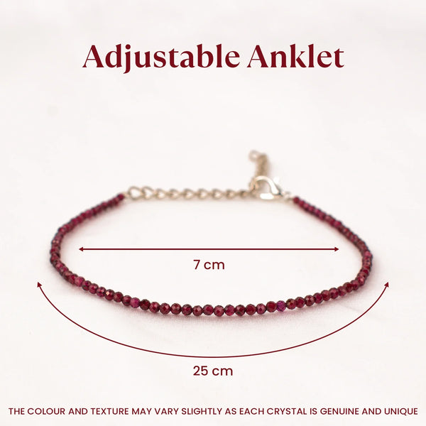 Garnet Anklet with Free Raw Selenite Plate