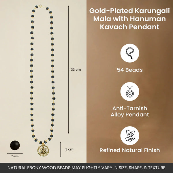 Power & Protection Combo | Karungali Mala with Hanuman Kavach & Gold Plated Vel Kada