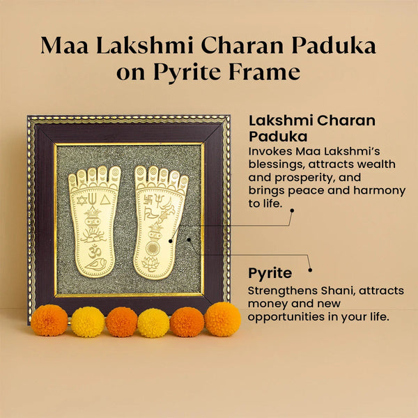 Lakshmi Charan Paduka Frame with FREE Subh Labh Pyrite Frame