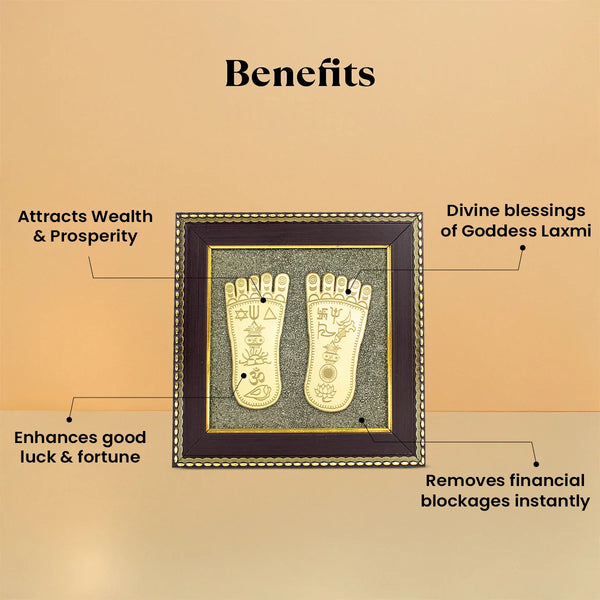 Lakshmi Charan Paduka Frame with FREE Subh Labh Pyrite Frame