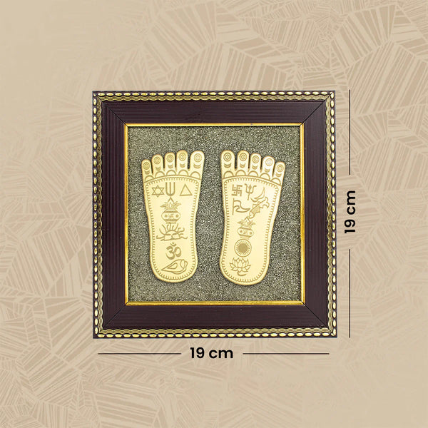 Lakshmi Charan Paduka Frame with FREE Subh Labh Pyrite Frame