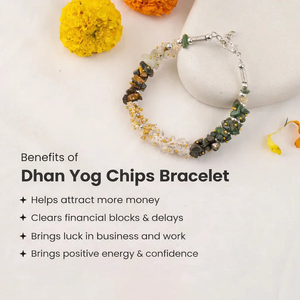 Dhan Yog Chips Bracelet With Free Raw Selenite Plate