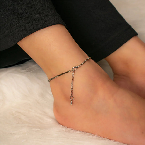Raw Pyrite Anklet with Free Raw Selenite Plate