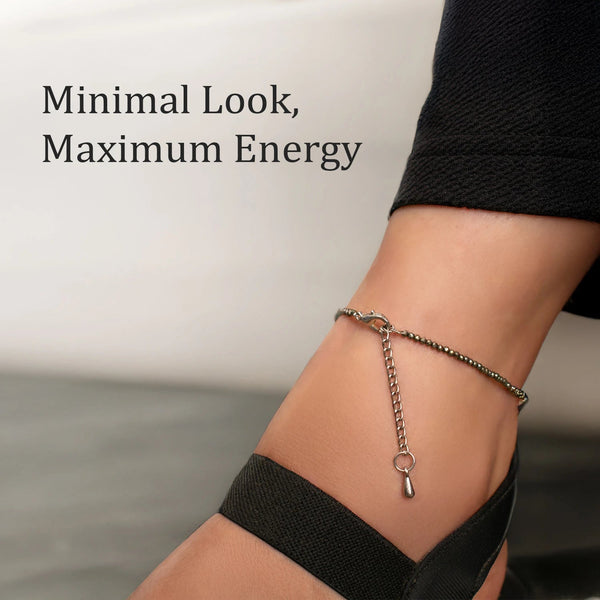 Raw Pyrite Anklet with Free Raw Selenite Plate